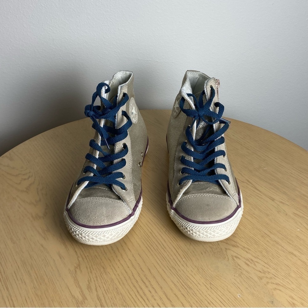 Converse Chuck Taylor All Star High Top Sneaker Shoe Gold Tan Glitter Women's 6 - Picture 3 of 7